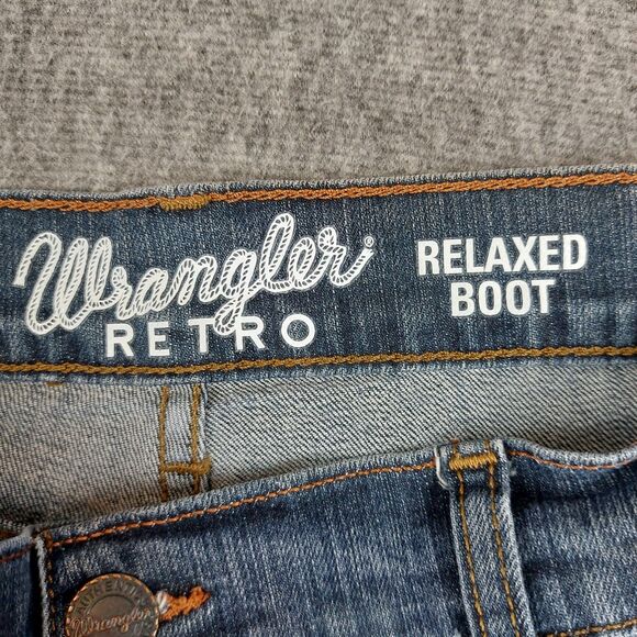 Wrangler Retro Relaxed Boot Cut Men 34x32 (Fit 35x31) Jeans Blue Classic Style - Picture 4 of 9
